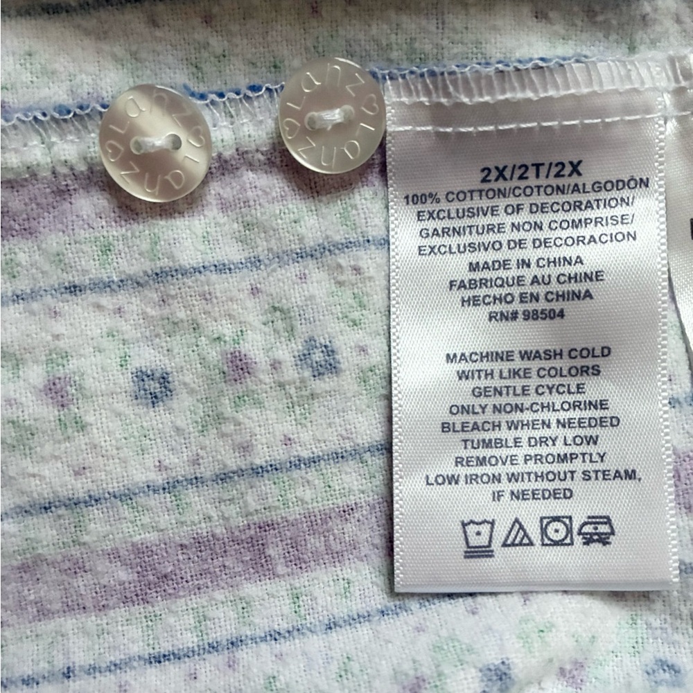 Lanz of Salzburg Pajama Set Flannel Cotton Floral Long Sleeve Plus Size 2X - Picture 14 of 14